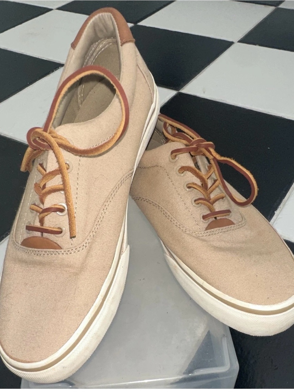 Polo by Ralph Lauren Beige Canvas Low-Top Sneakers with Tan Accents